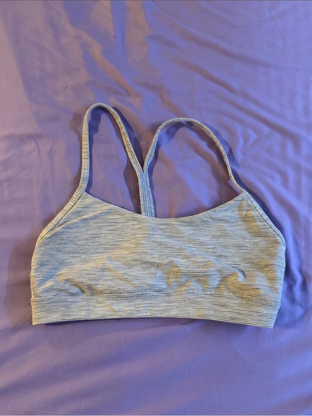 lululemon athletica Light Gray Striped Sports Bra